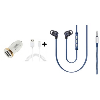 Incarcator auto LDNIO DL-C22 5V2.1A Universal 2xUSB cablu Micro USB Alb+Casti EO-IA510 Incarcator auto LDNIO DL-C22 5V2.1A Universal 2xUSB cablu Micro USB Alb+Casti EO-IA510