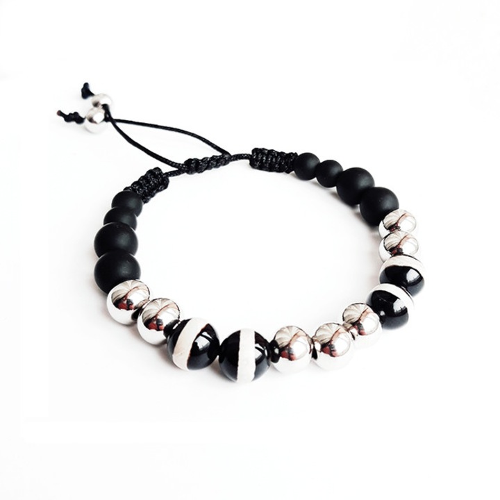 Bratara inox, PersonalStyle, negru/argintiu