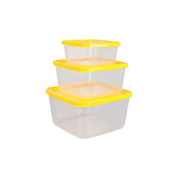 Set 3 cutii alimente, patrate, Fresco Keep Fresh 500 ml + 1,5 litri + 2,5 litri, galbene Set 3 cutii alimente, patrate, Fresco Keep Fresh 500 ml + 1,5 litri + 2,5 litri, galbene