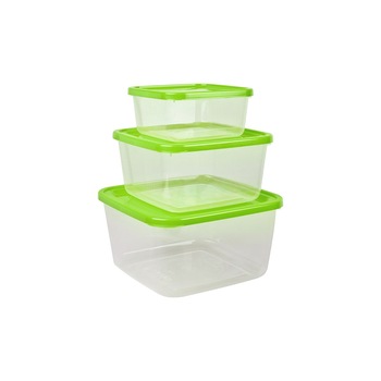 Set 3 cutii alimente, patrate, Fresco Keep Fresh 500 ml + 1,5 litri + 2,5 litri, verzi Set 3 cutii alimente, patrate, Fresco Keep Fresh 500 ml + 1,5 litri + 2,5 litri, verzi
