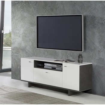 Comoda TV Kring Berlin, optic beton/alb, 140 x 60 x 42 cm. Comoda TV Kring Berlin, optic beton/alb, 140 x 60 x 42 cm.