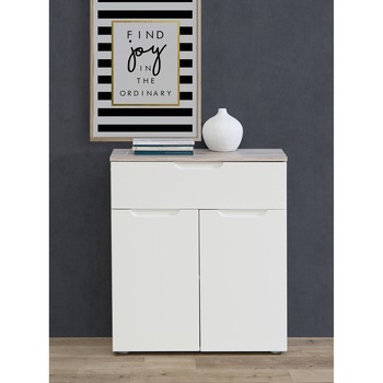 Comoda Kring Oslo, Stejar / alb lucios, 70 x 80 x 35 cm Comoda Kring Oslo, Stejar / alb lucios, 70 x 80 x 35 cm