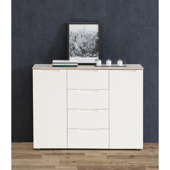 Comoda Kring Oslo, Stejar / alb lucios, 105 x 80 x 35 cm Comoda Kring Oslo, Stejar / alb lucios, 105 x 80 x 35 cm