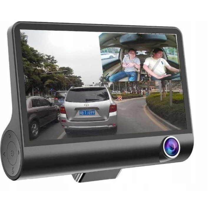 Farrot DVR камера за кола, Q300, черен, 4'' екран, 3 камери, Full HD видео, G-сензор, 170 градуса, Паркинг монитор, Циклично записване, Детектор за движение
