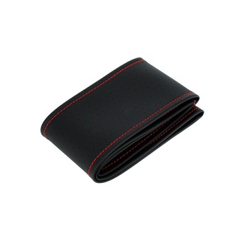 Husa volan din imitatie piele si cusatura rosie Husa volan din imitatie piele si cusatura rosie