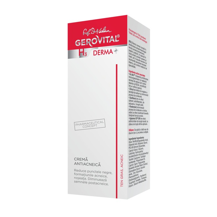 Crema antiacneica Gerovital H3 Derma+ 50 ml, Farmec
