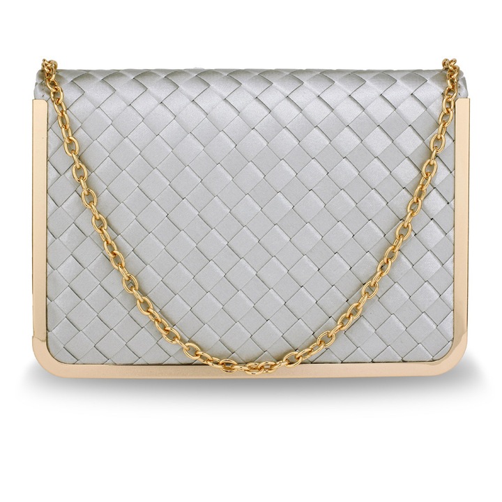 Elegáns és tágas kék Ambassador kuplung levehető lánccal