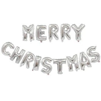 Set Baloane Merry Christmas, argintiu, 41 cm Set Baloane Merry Christmas, argintiu, 41 cm