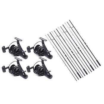 Set 4 Lansete, Baracuda, Master Carp, 3.90 metri, din 3 tronsoane, echipate cu 4 Mulinete, HK5000, baitrunner, 11 rulmenti Set 4 Lansete, Baracuda, Master Carp, 3.90 metri, din 3 tronsoane, echipate cu 4 Mulinete, HK5000, baitrunner, 11 rulmenti