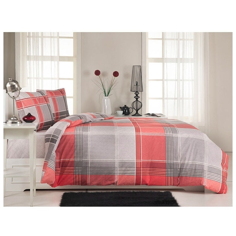 Lenjerie pat, bumbac, rosu, ROXIN