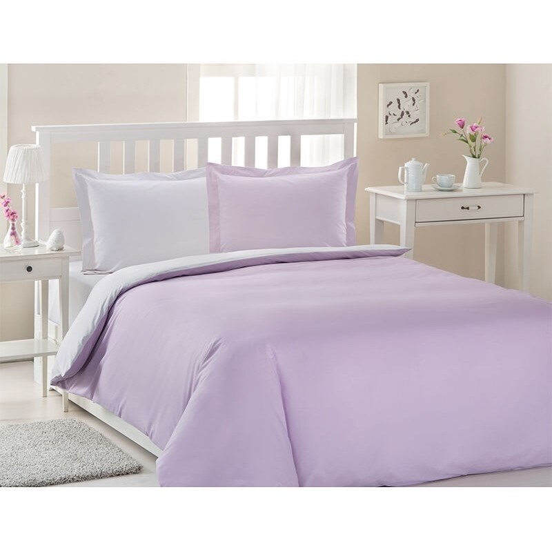 Lenjerie pat, bumbac, lila, COLORMIX