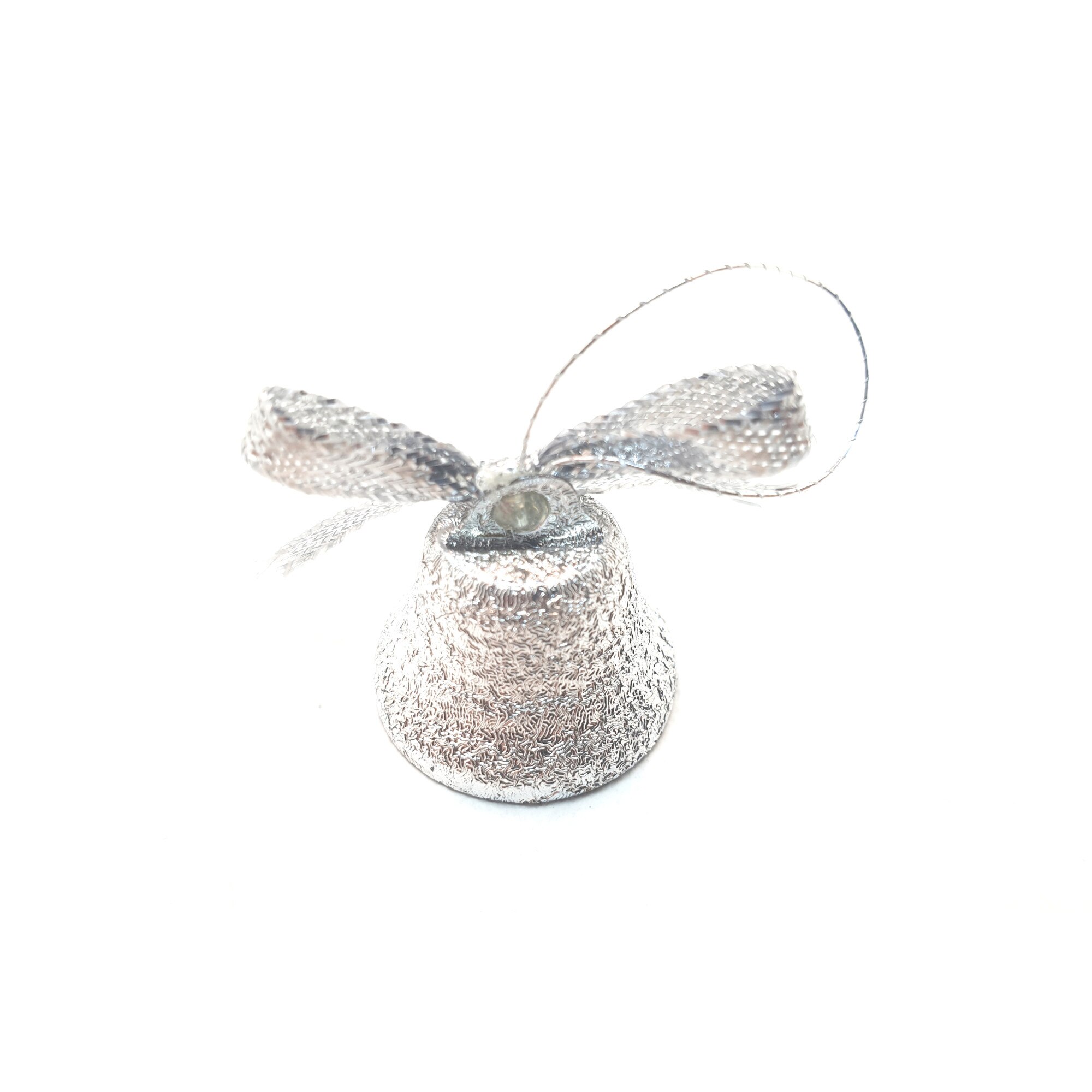 Set 12 mini clopotele metal sclipici argintiu, VKTools