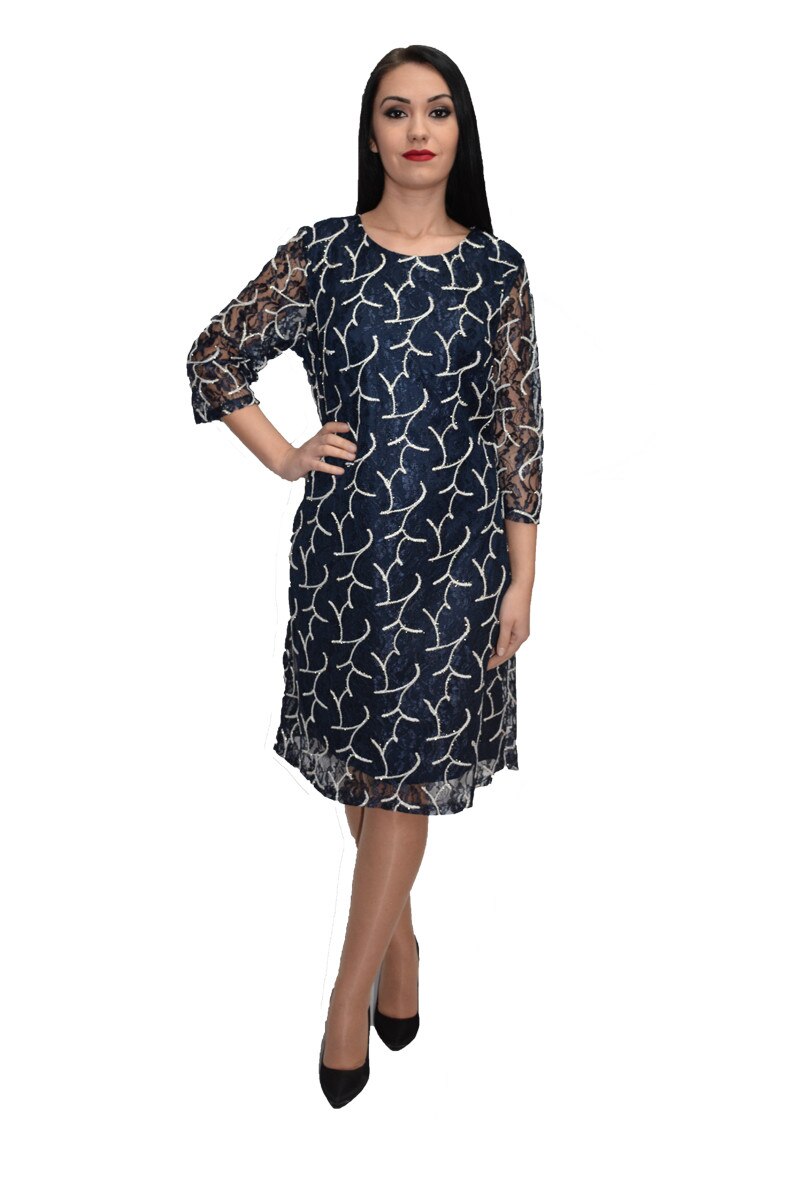 Rochie eleganta de lungime medie, D&J Exclusive, Bleumarin
