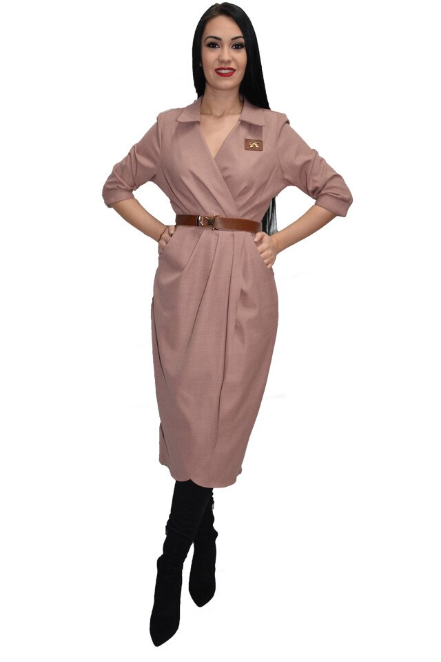 Rochie casual de lungime asimetrica, D&J Exclusive, Plamaniu