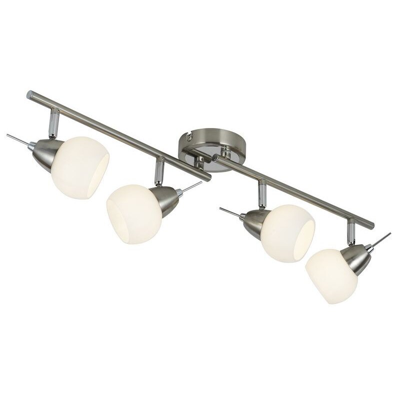 Plafoniera moderna crom+satin Modus 760050-4, cu spoturi directionabile, cu abajururi din sticla opal, G9, 4x3W, Esto Lighting Austria