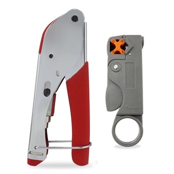 Set Cleste compresie mufa F cablu coaxial RG59 RG6 mufe F - TL-H518A + Cleste stripper dezizolat cablu Set Cleste compresie mufa F cablu coaxial RG59 RG6 mufe F - TL-H518A + Cleste stripper dezizolat cablu