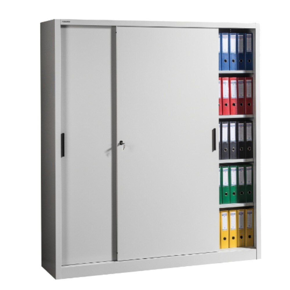 Dulap metalic cu usi culisante si 8 rafturi, 1800x450x2000 mm, 40 kg/polita, First