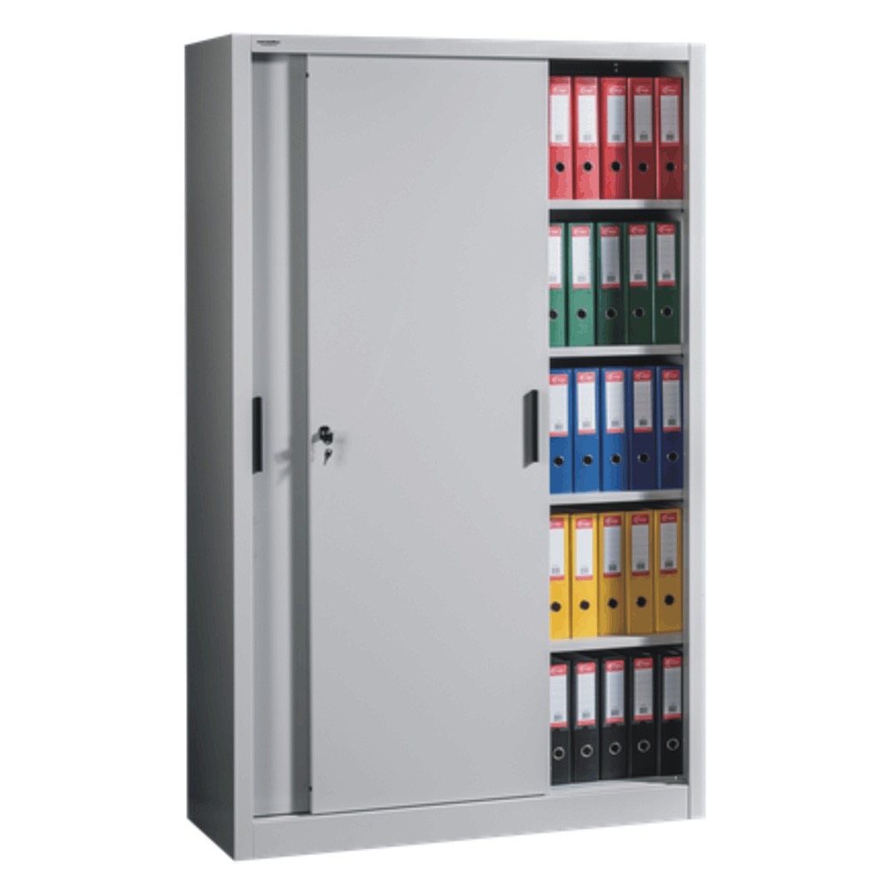 Dulap metalic cu usi culisante si 4 rafturi, 1200x450x2000 mm, 40 kg/polita, First