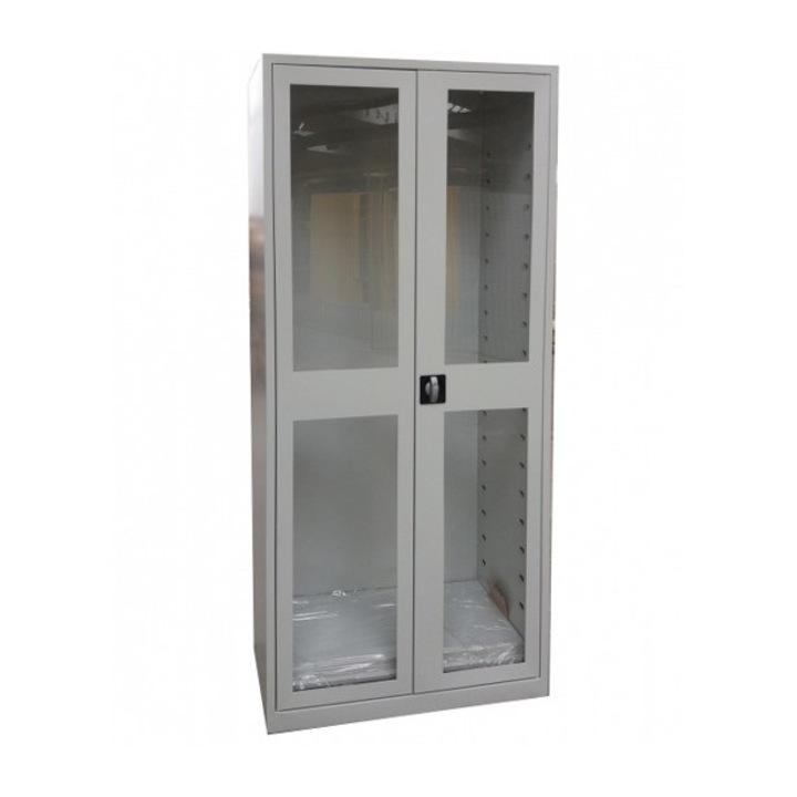 Dulap metalic cu 4 rafturi si usi batante plexiglas, 900x400x1900 mm (LxlxH), ECO+