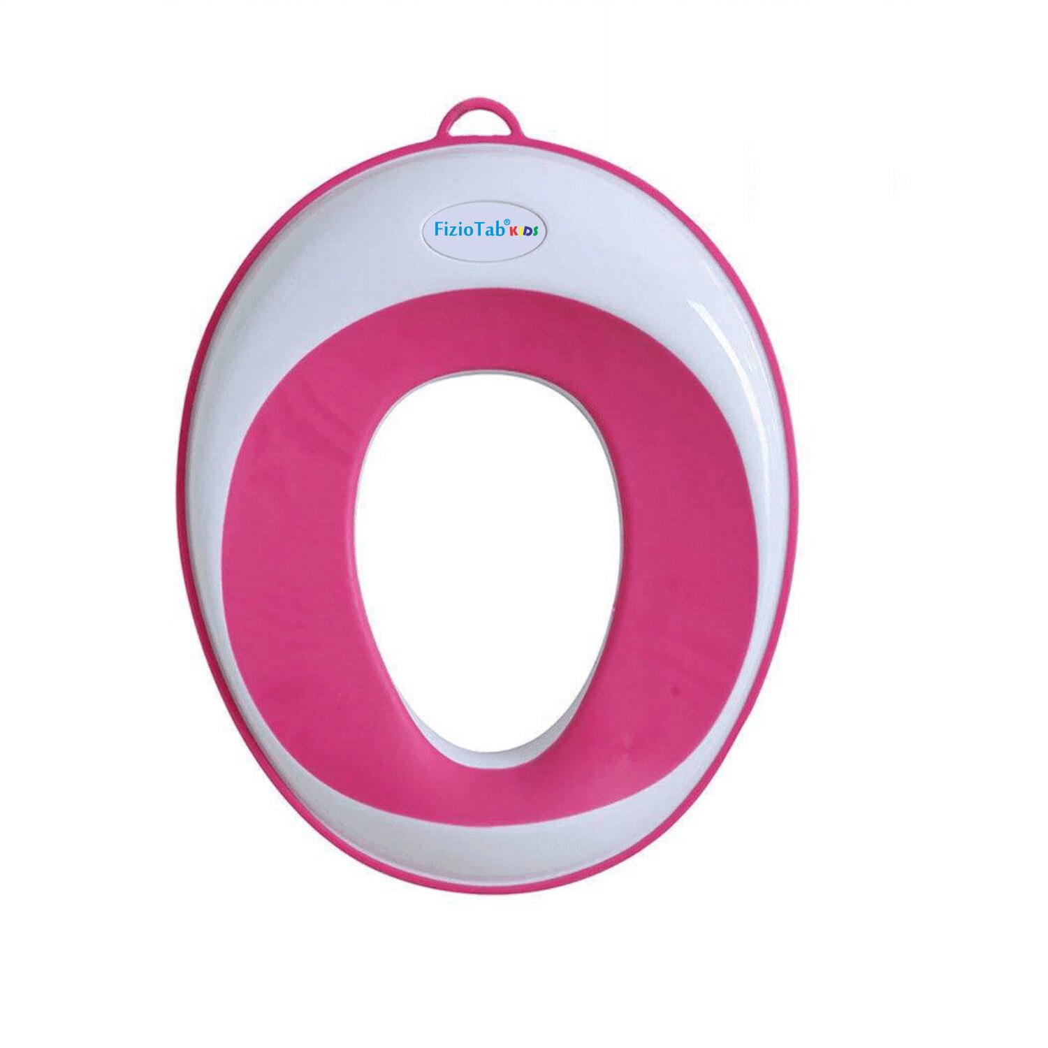 Reductor WC Copii, FizioTab® Kids - Portabil, Suprafata de Siguranta Antialunecare, Antiderapant, Alb/Roz
