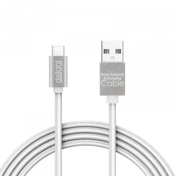 Cablu pentru incarcare si transfer de date USB Type-C Delight, iluminare LED - rosu, invelis special anti-incolacire, lungime 1m, curent maxim 1A Cablu pentru incarcare si transfer de date USB Type-C Delight, iluminare LED - rosu, invelis special anti-incolacire, lungime 1m, curent maxim 1A