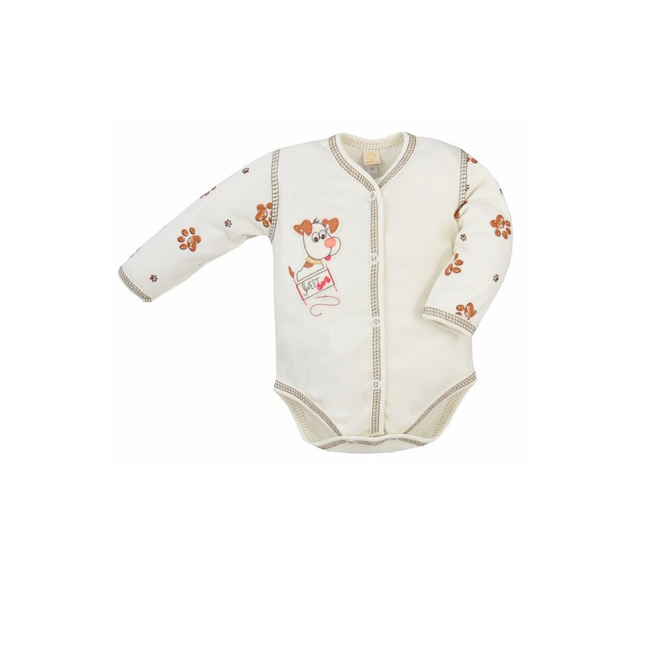 Body cu maneca lunga pentru bebelusi Koala Reksio 04-315C, Crem