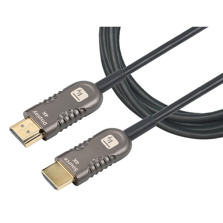 Cablu fibra optica, AOC, HDMI tata - HDMI tata, V2.0, 4K@60Hz, 18Gbps, 30M, Negru, Techly, ICOC HDMI-HY2-030
