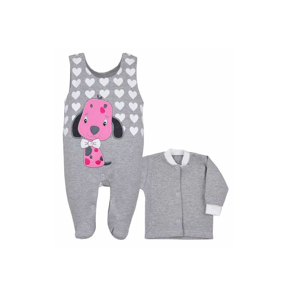 Compleu 2 piese salopeta si bluza pentru fete Koala Piesio 05-346G1, Gri