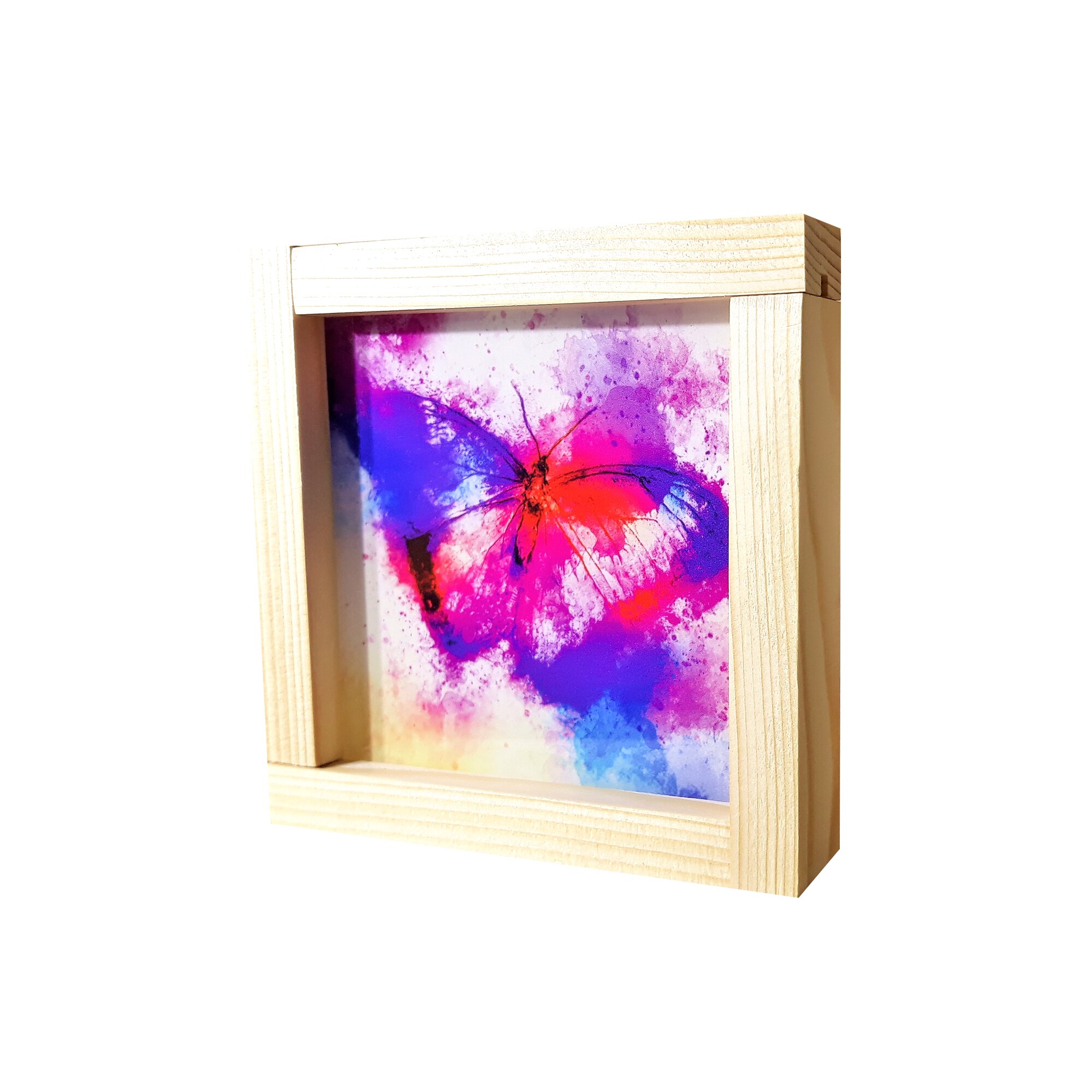 Cadou pentru fete, Regalo - Tablou luminos Fluture, mov, 12,5 cm