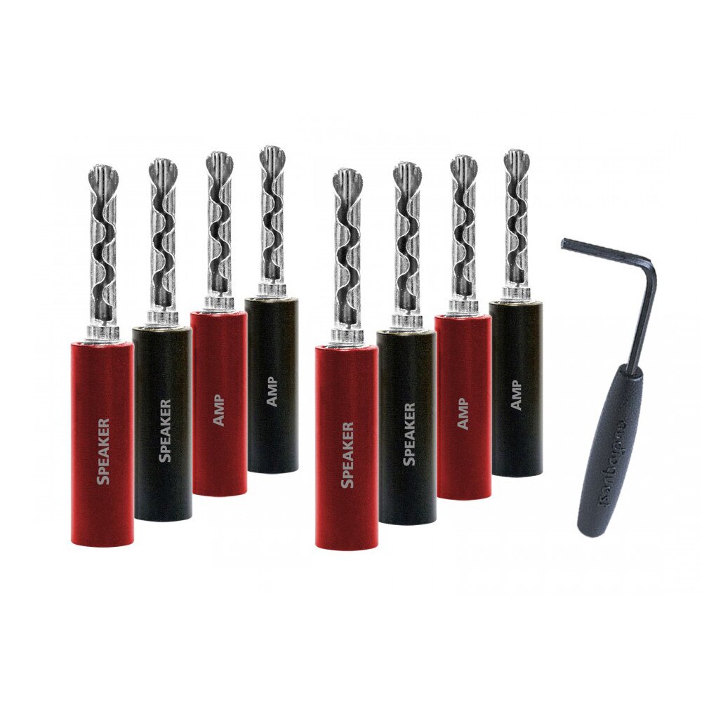 Conectori pentru cablu boxe - AudioQuest SureGrip 100 BFA/Banana (SILVER), Set 8 buc