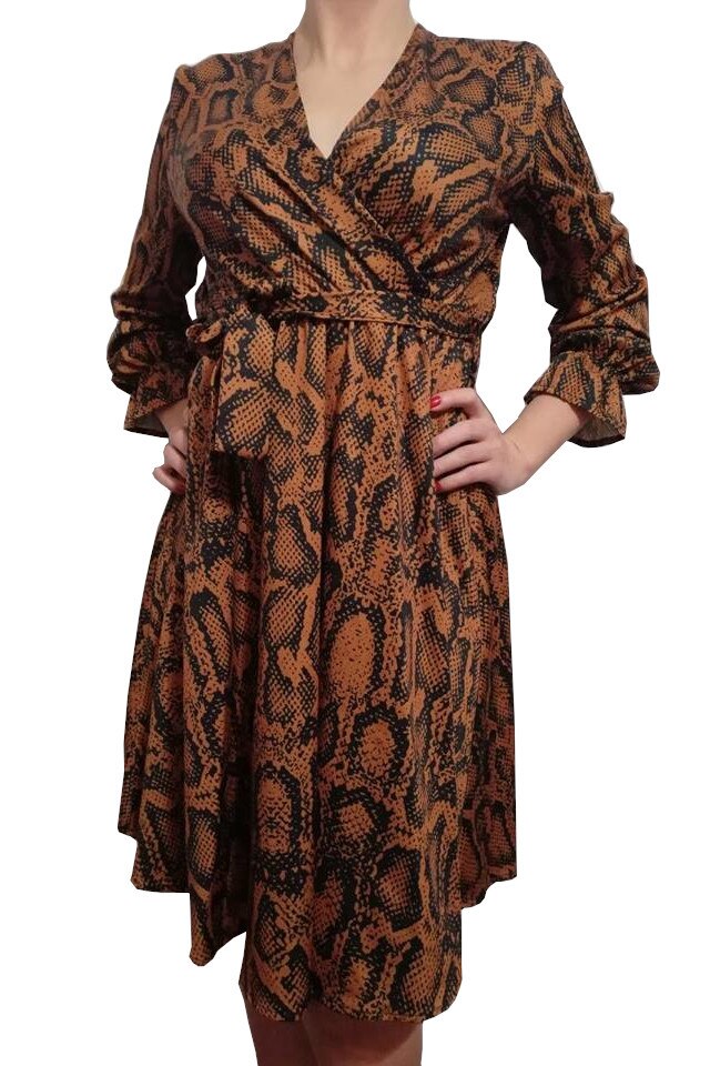Rochie animal print, LIGHTER, Maro/Negru, S INTL