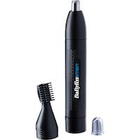 Trimmer pentru nas/urechi BaByliss E652E, Cap detasabil si lavabil, Baterii, Negru