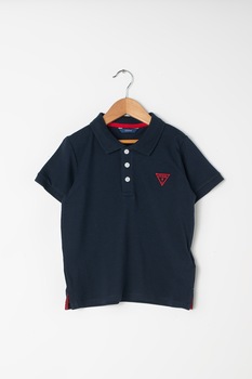 GUESS JEANS, Tricou polo cu broderie logo, Albastru marin GUESS JEANS, Tricou polo cu broderie logo, Albastru marin