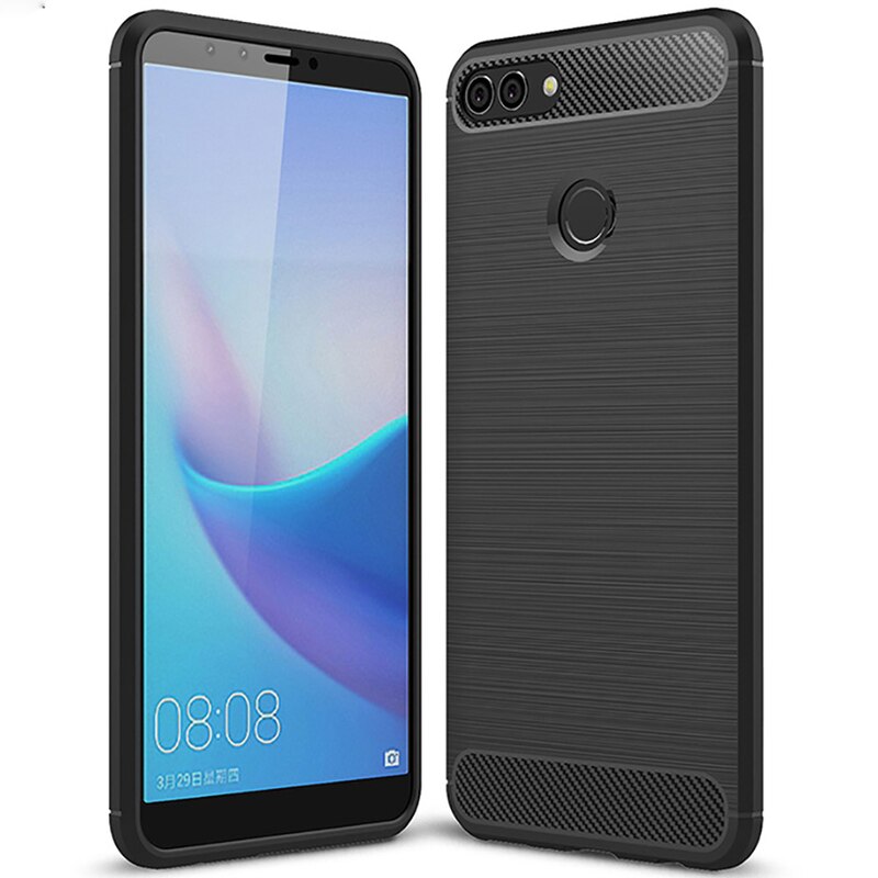 Husa de protectie carbon pentru Huawei Y9 (2018), Negru