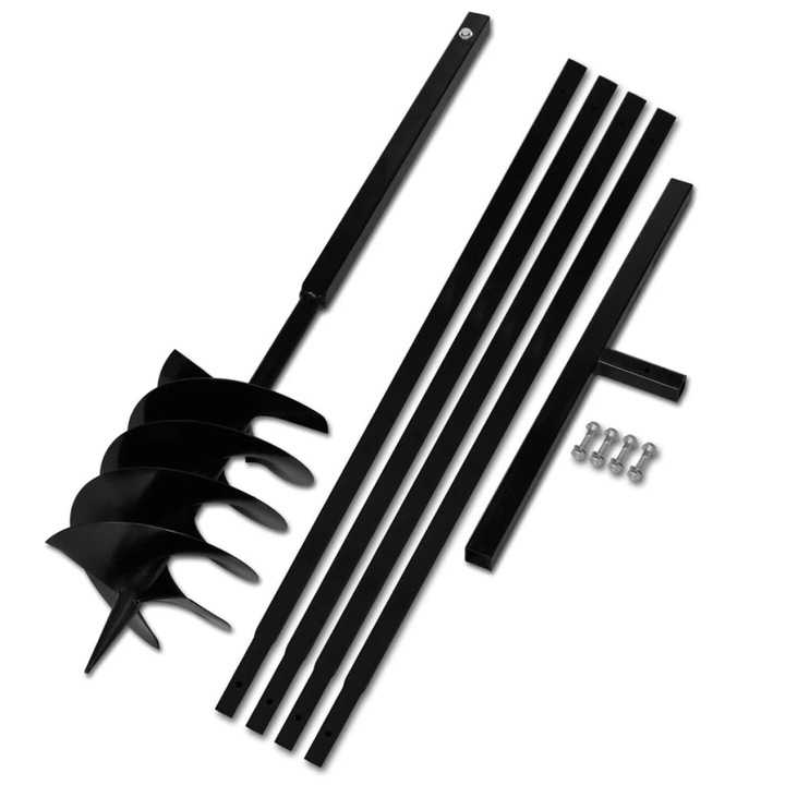 vidaXL Föld Fúró 200 mm Fogantyú Hosszabbító Csö 5m Acél 9.14 kg 270535