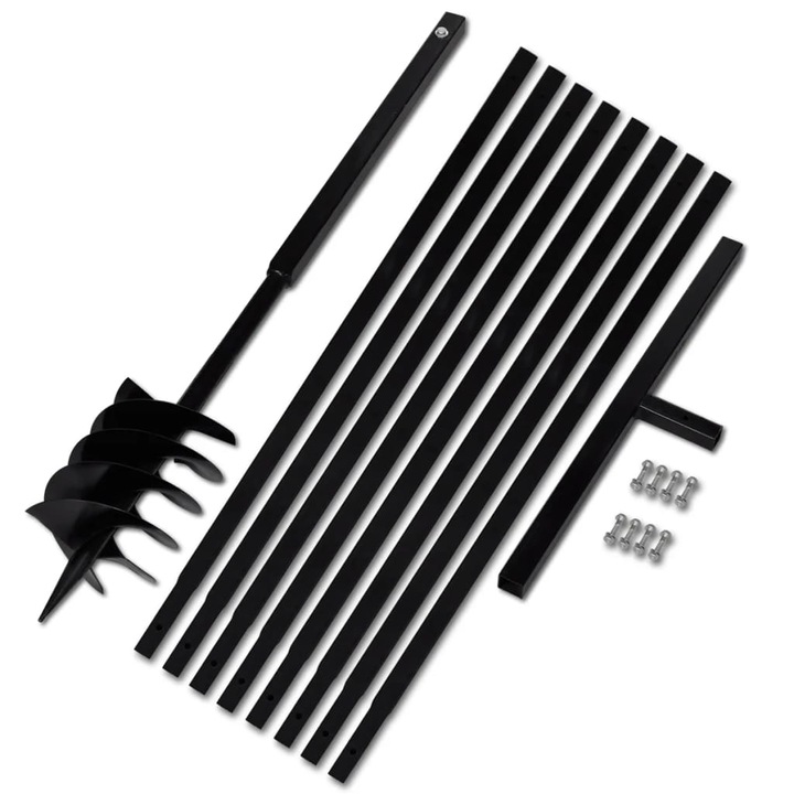 vidaXL Föld Fúró 180 mm Fogantyú Hosszabbító Csö 9 m Acél 9.09 kg 270532