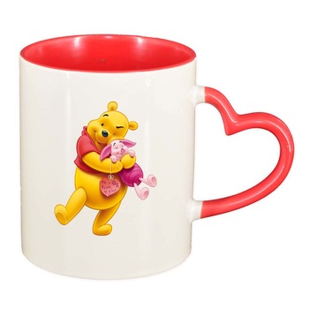 Cana Winnie, interior rosu, maner inima, 330ml, D218 Cana Winnie, interior rosu, maner inima, 330ml, D218