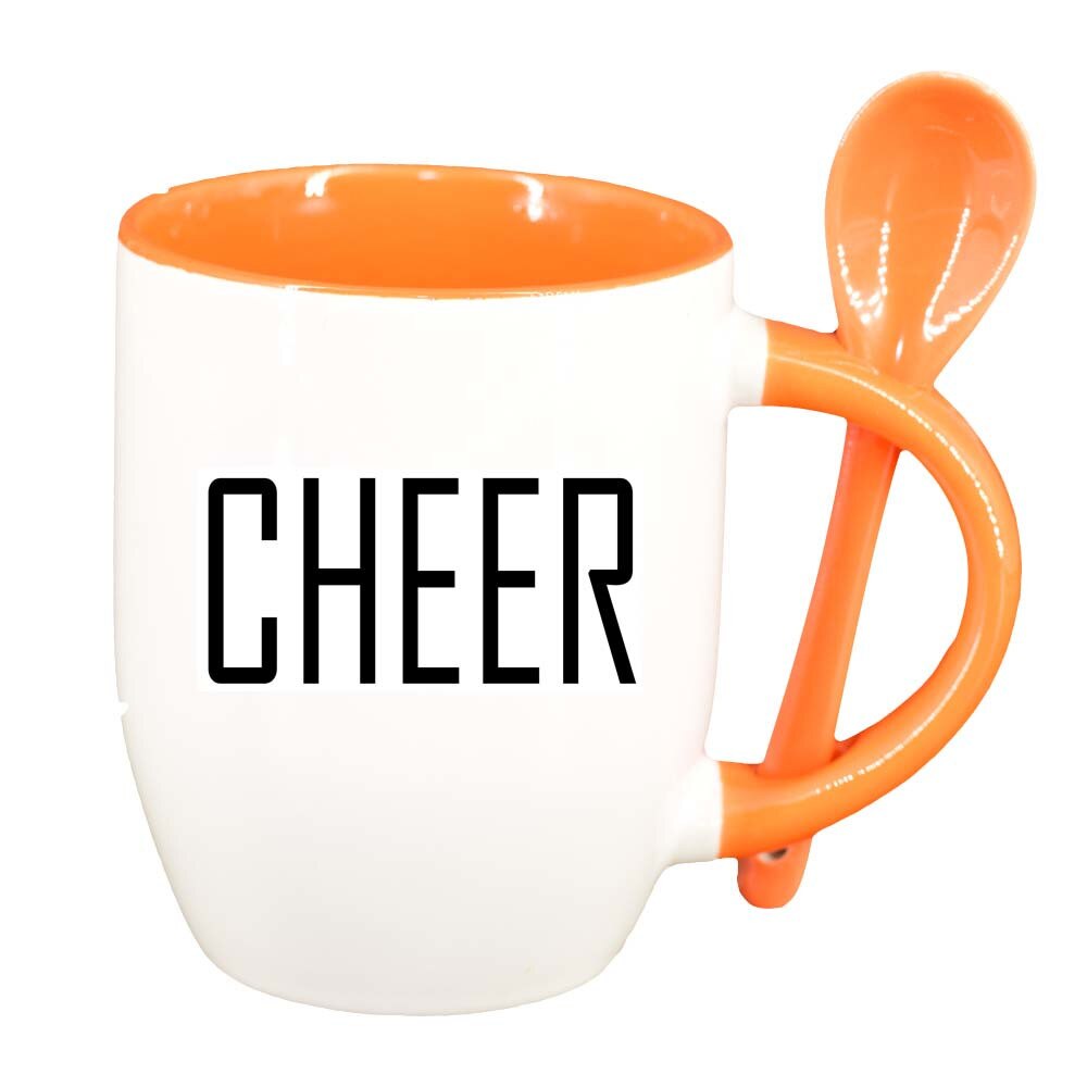 Cana Cheer cu lingurita, interior portocaliu, 330ml, D219