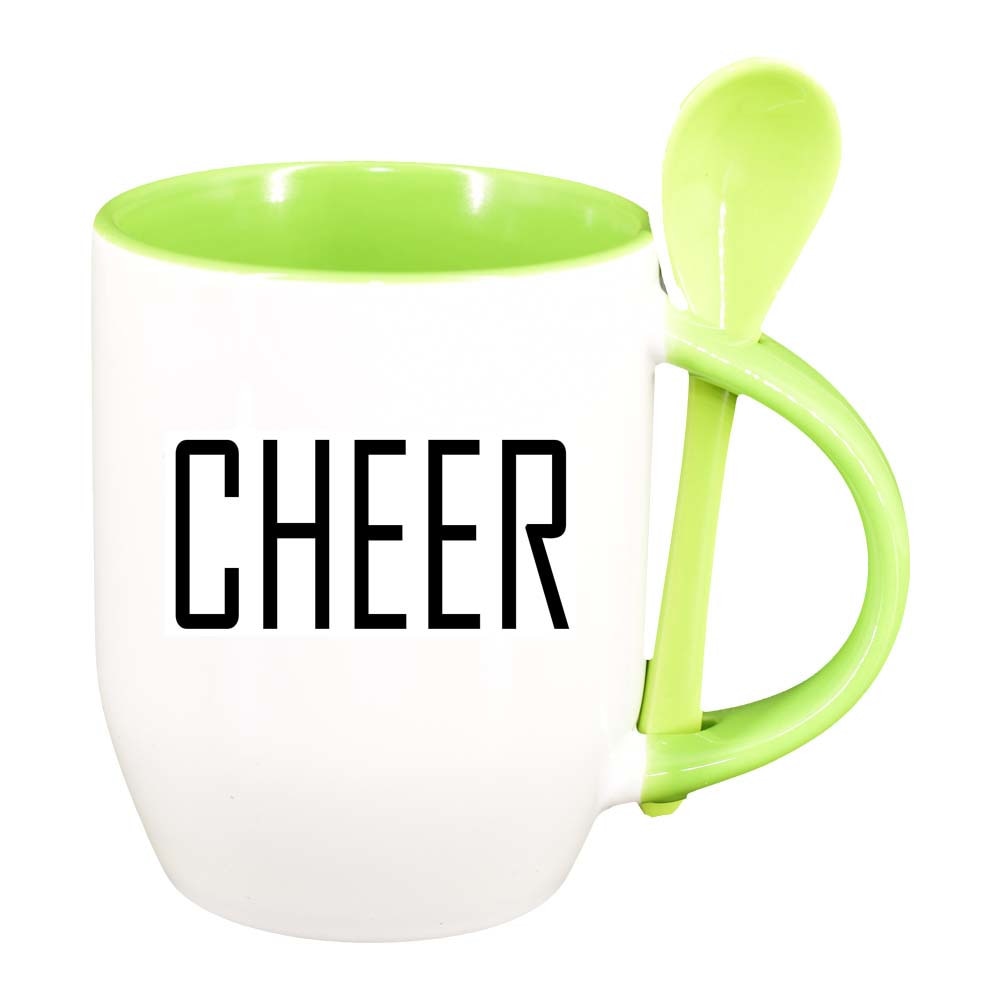 Cana Cheer cu lingurita, interior verde deschis, 330ml, D219
