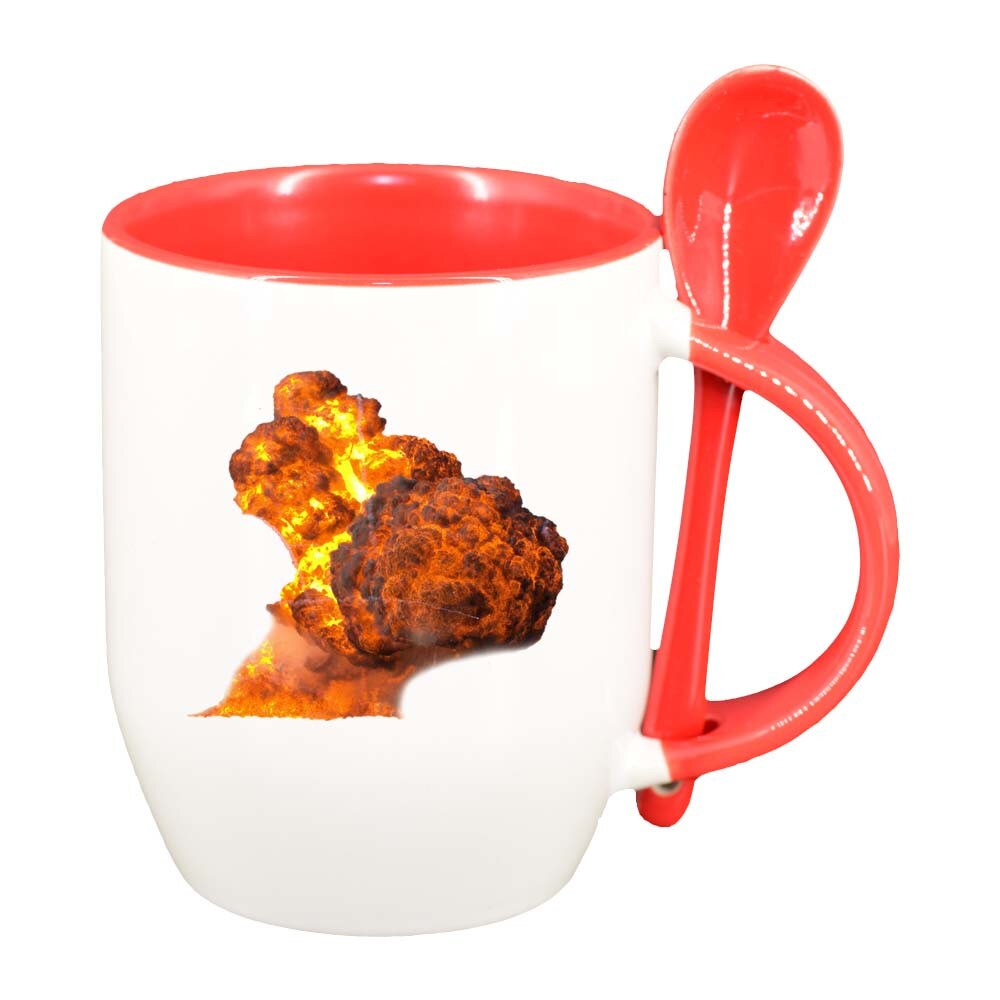 Cana Fire cu lingurita, interior rosu, 330ml, D225