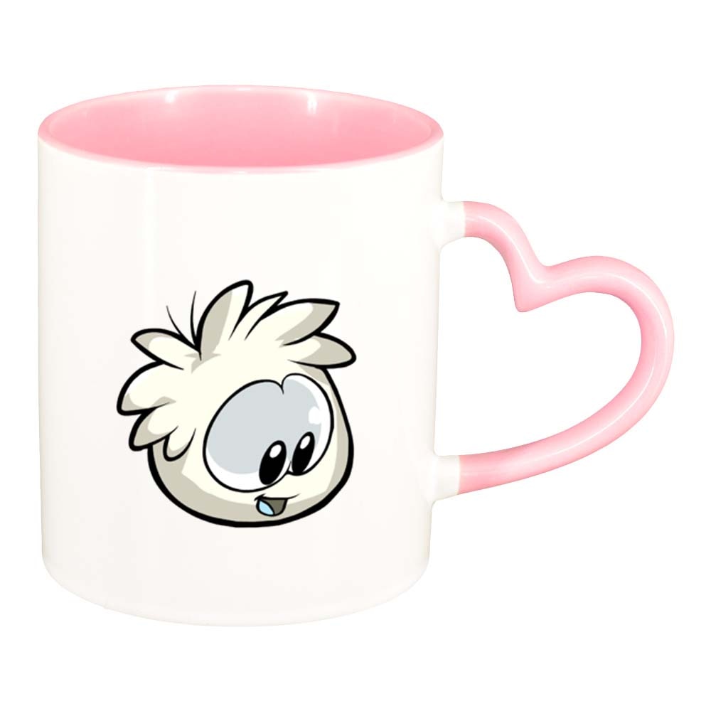 Cana Cartoon, interior roz, maner inima, 330ml, D220