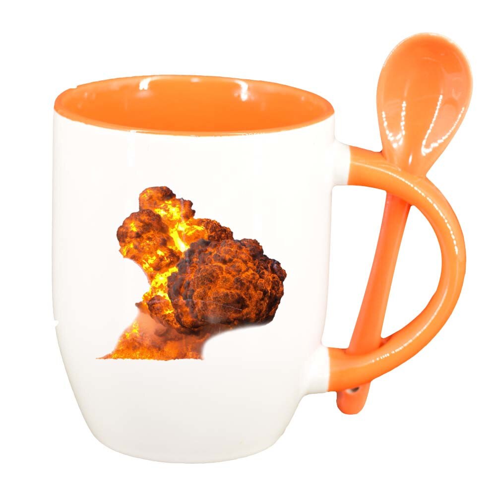 Cana Fire cu lingurita, interior portocaliu, 330ml, D225