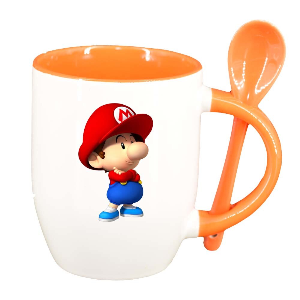 Cana Mario cu lingurita, interior portocaliu, 330ml, D223