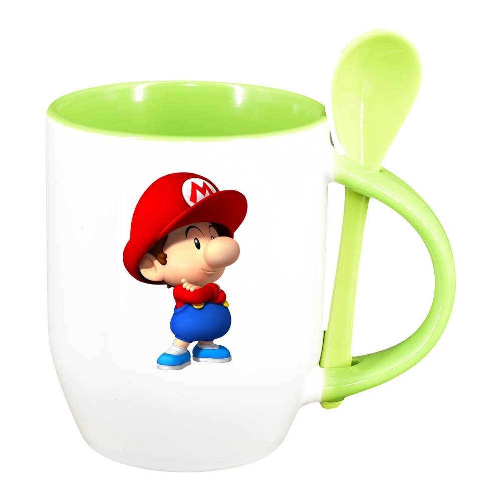 Cana Mario cu lingurita, interior verde deschis, 330ml, D223