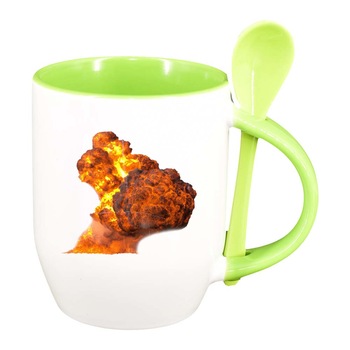 Cana Fire cu lingurita, interior verde deschis, 330ml, D225 Cana Fire cu lingurita, interior verde deschis, 330ml, D225