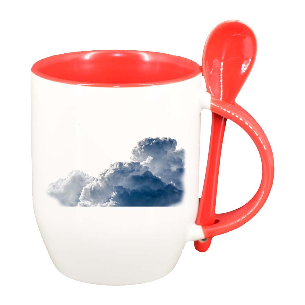 Cana Cloud cu lingurita, interior rosu, 330ml, D226