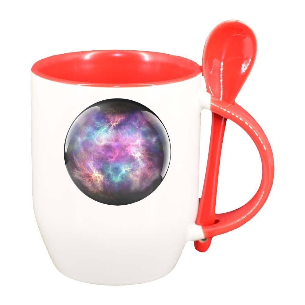 Cana Space cu lingurita, interior rosu, 330ml, D229