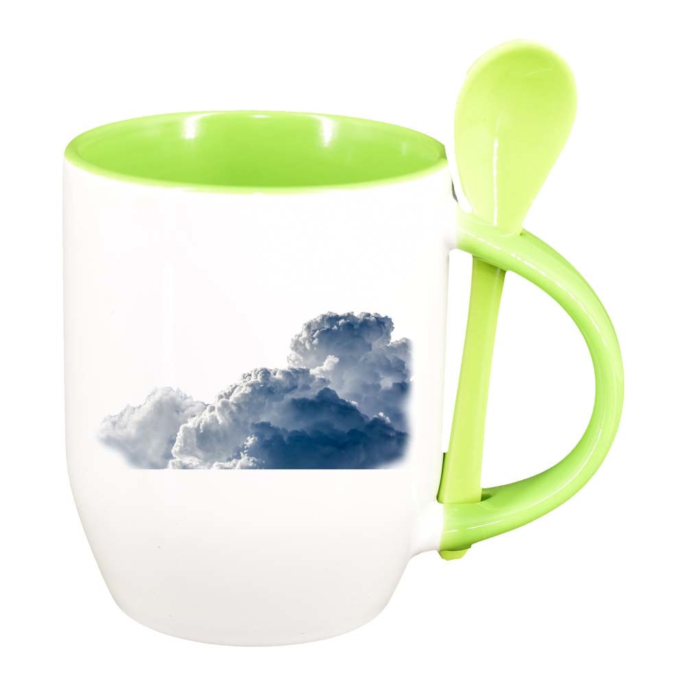 Cana Cloud cu lingurita, interior verde deschis, 330ml, D226