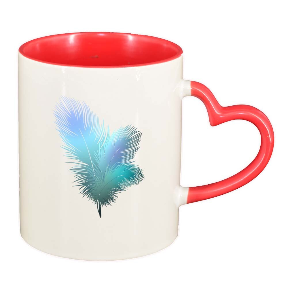 Cana Feather, interior rosu, maner inima, 330ml, D230