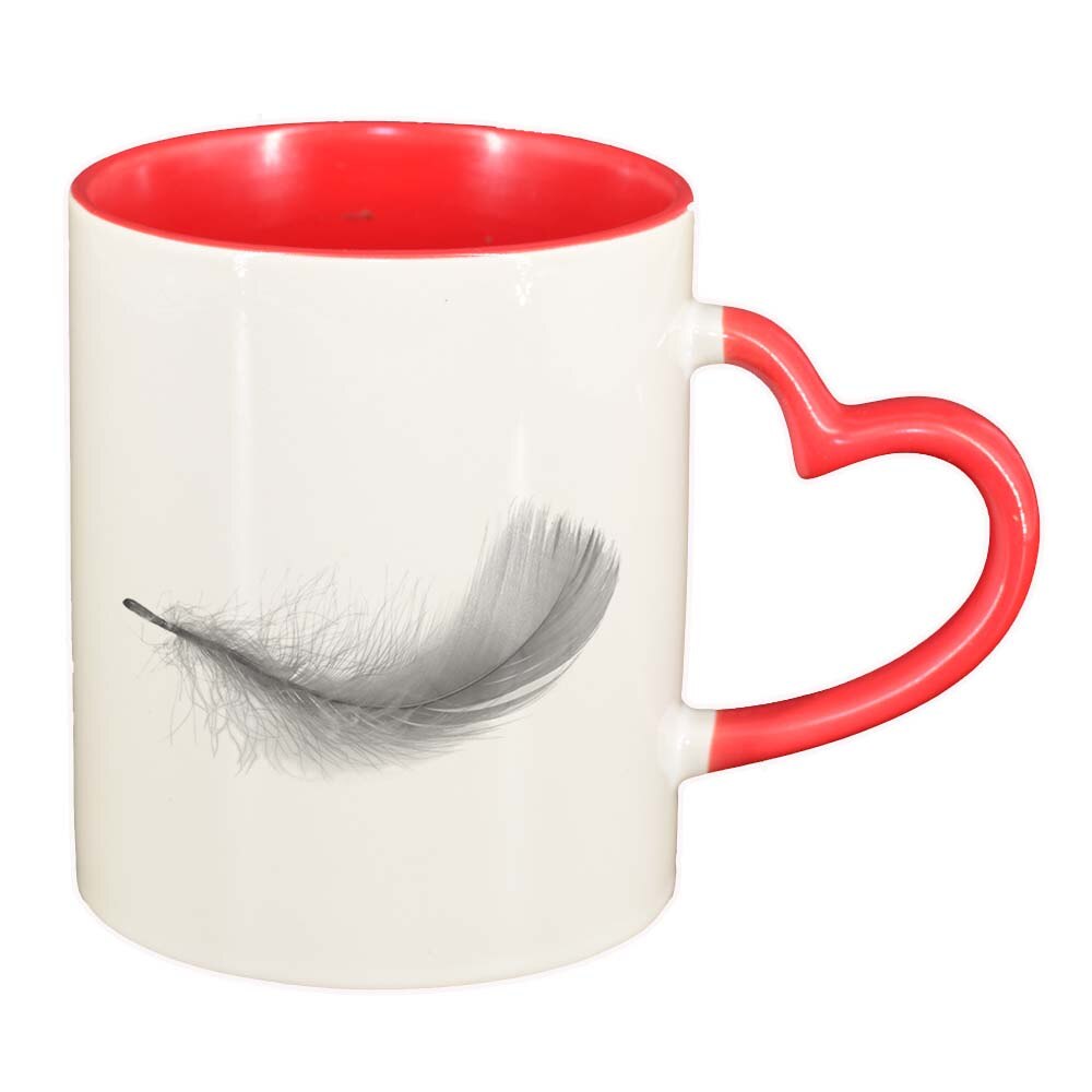 Cana Feather, interior rosu, maner inima, 330ml, D231